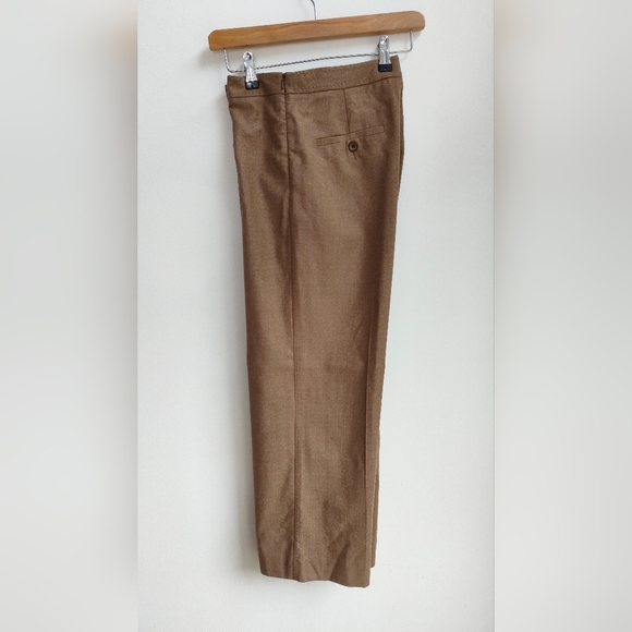 Jigsaw Brown Tan 100% Wool Wide Leg Trousers Size 10 - Picture 3 of 8